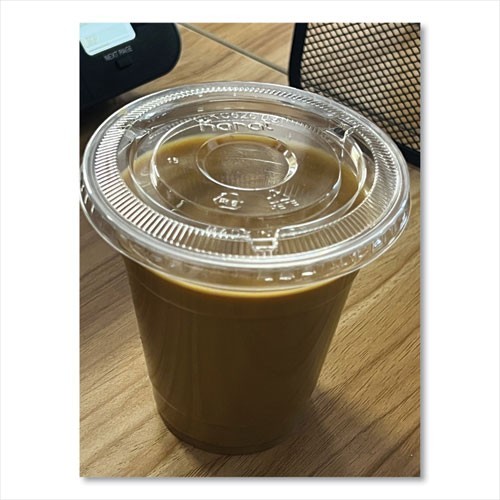 Karat PET Lids, No Hole Flat Lid, 12-24 oz Cups, Plastic, Clear, 1,000/Carton