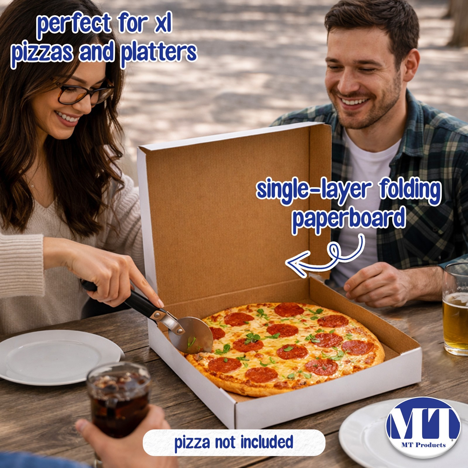MT Products 16″ x 16″ x 1.9″ Extra Thin White Paperboard Pizza Boxes, Pack of 20