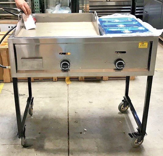 NEW 41″ Taco Cart Griddle Steam Table Wheels Propane Stratus Plancha 2 Burner