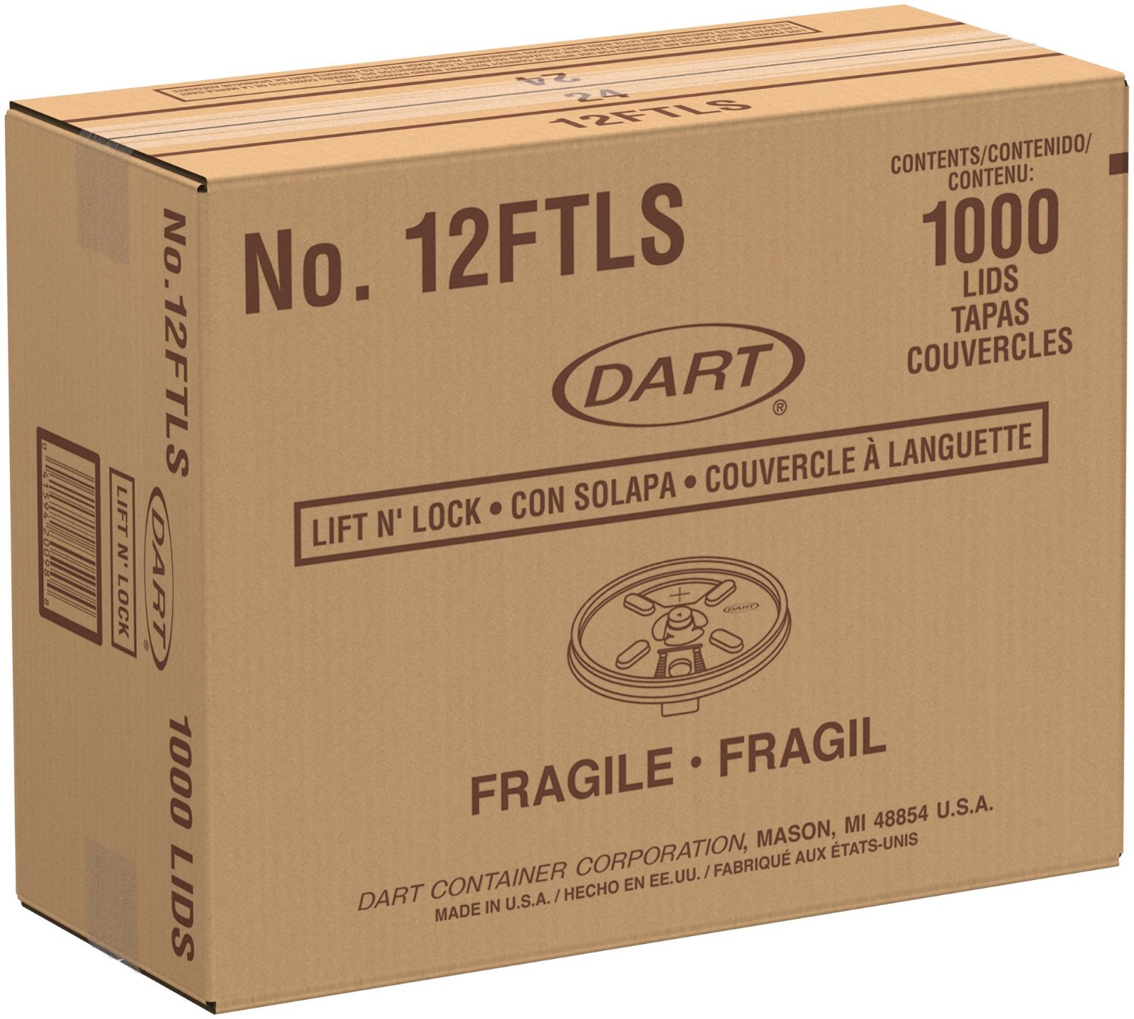 Dart 12FTLS Translucent Lift-n-Lock Straw-Slot Lid Fits 12 oz Foam Cups 1,000/CS