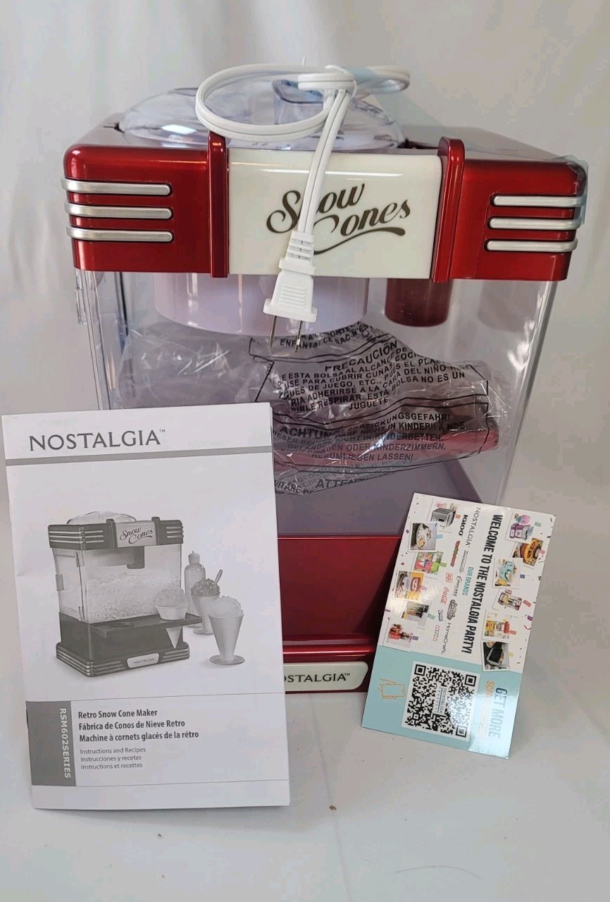 Nostalgia Snow Cone Maker Red (Cones/Scooper – Not Included)