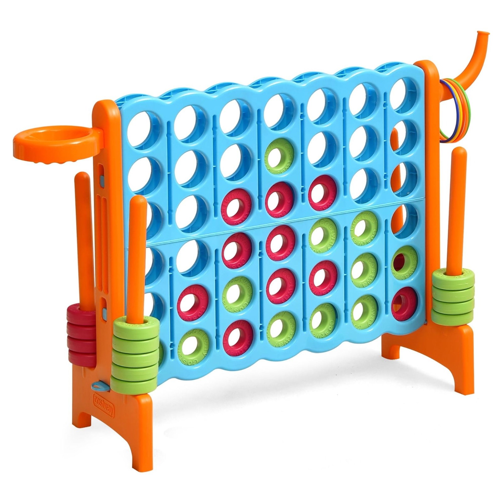 1 Costway Giant 4-in-A-Row Game Set w/ Basketball Hoop Orange FREESHIP
