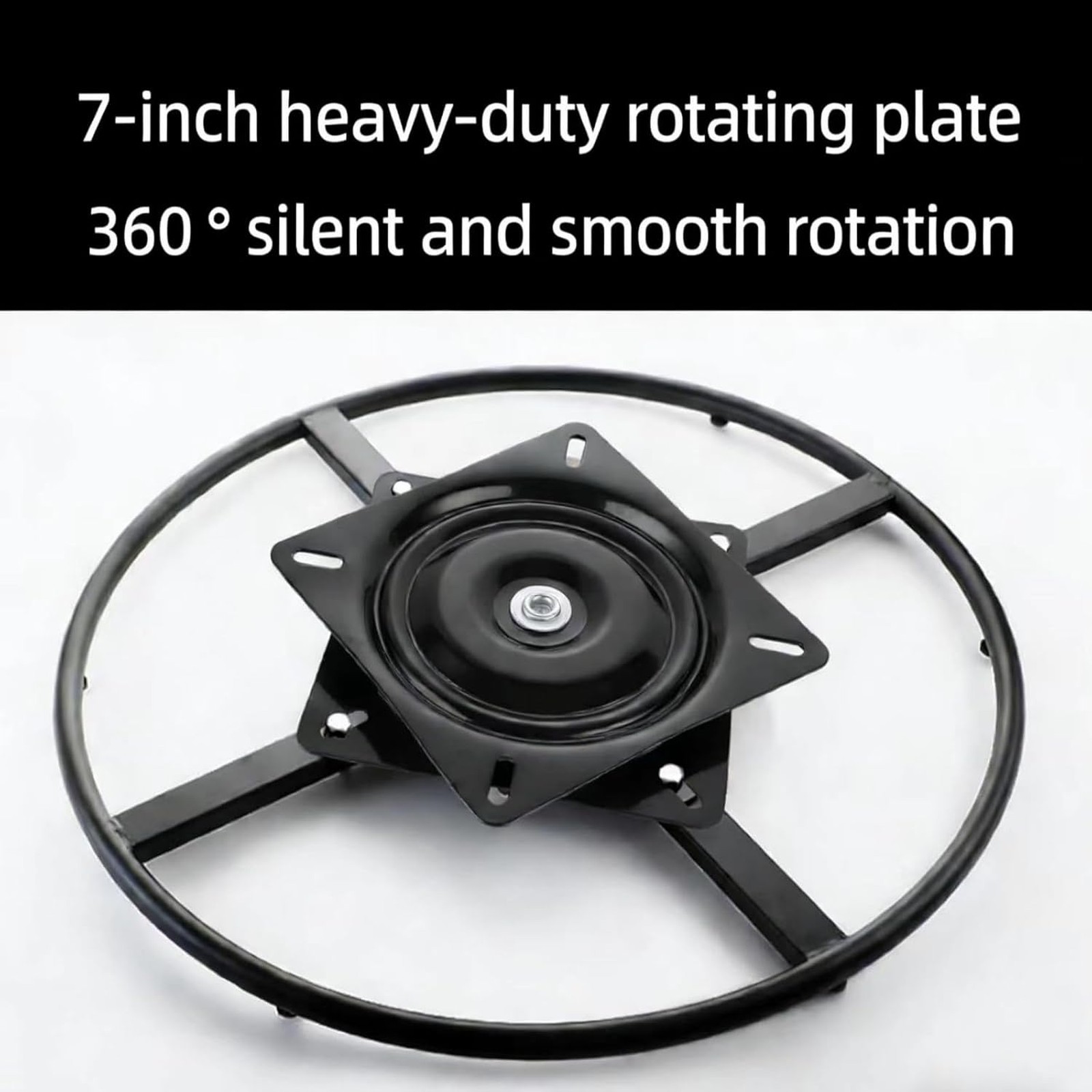 7inch Heavy Duty Bar Stool Rotating Base, 360 Degree Square Black Steel Plate