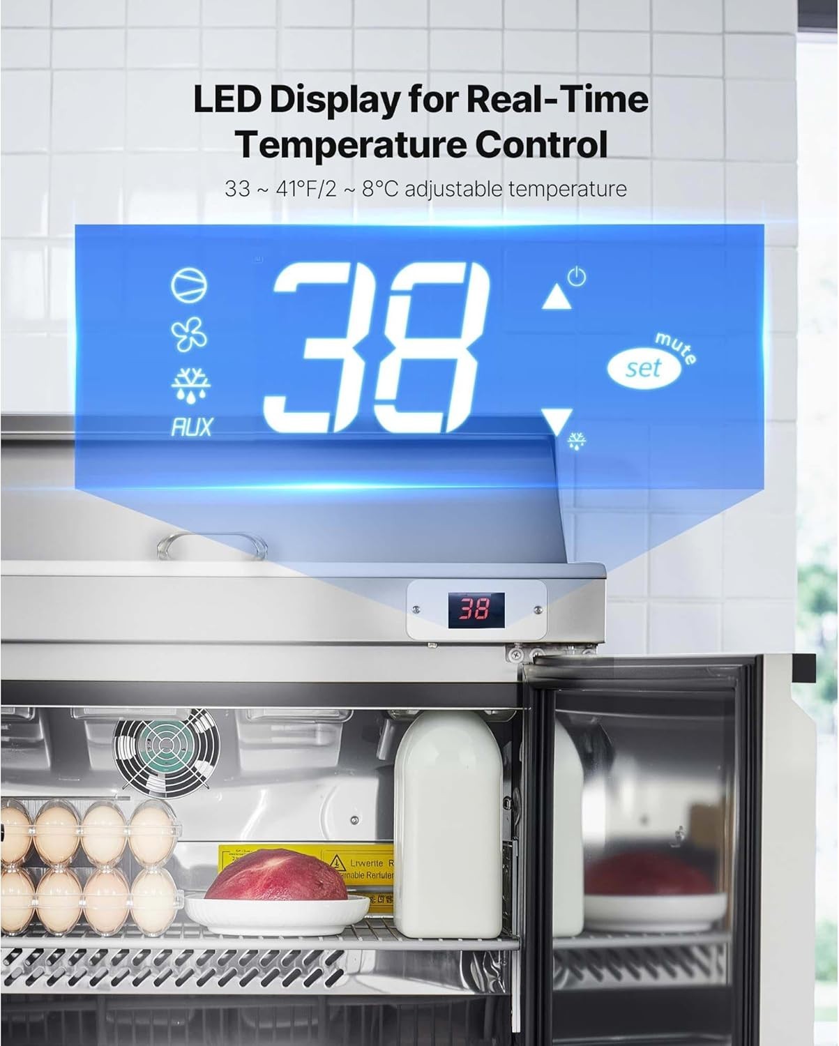 Durable 28″ Food Prep Refrigerator with Adjustable Shelves and Safety Features