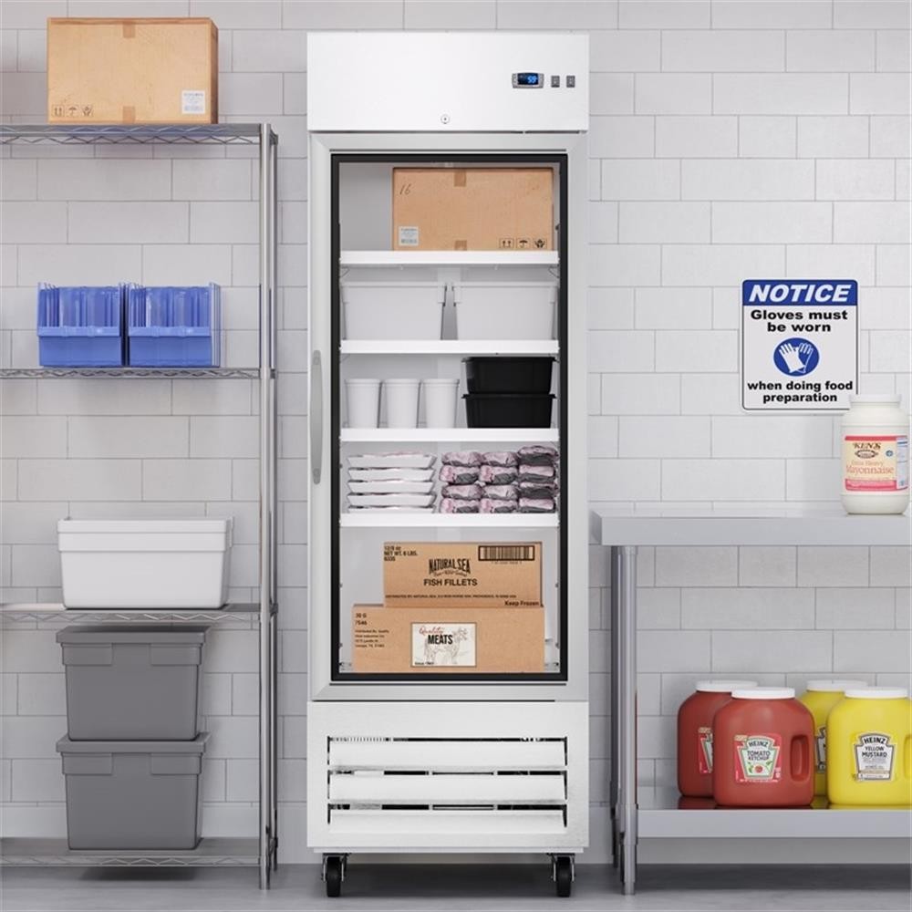 Pemberly Row 27″ Commercial One Glass Door Convertible Reach-In Refrigerator
