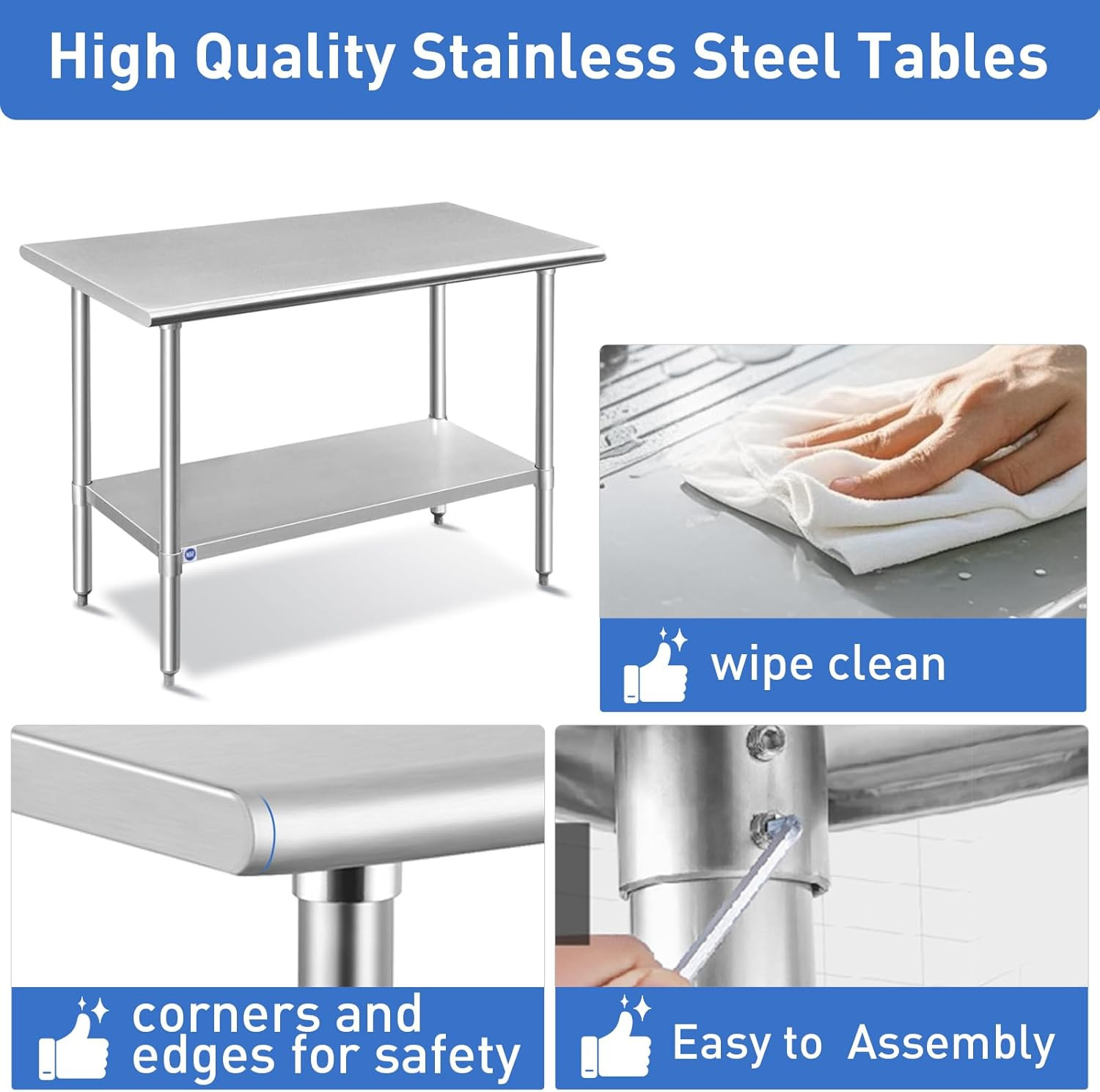 Stainless Steel Prep & Work 14X30 Inches, Metal Commercial Kitchen Ad