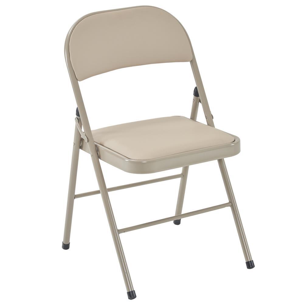 Set of 4 Upholstered Padded Seat Metal Frame Folding Chair Portable