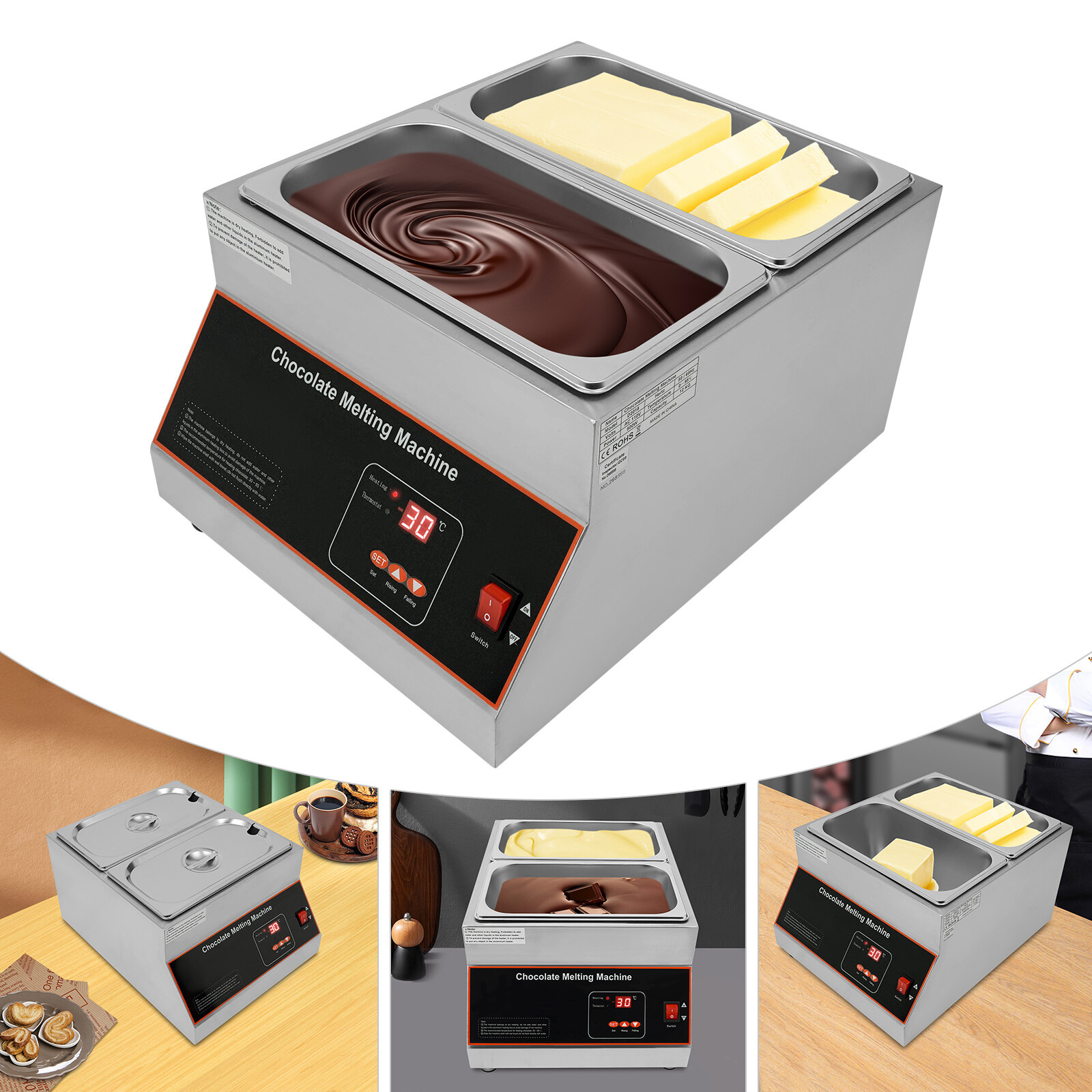 2-Pots Electric Chocolate Melting Machine Chocolate Melting Pot Chocolate Melter