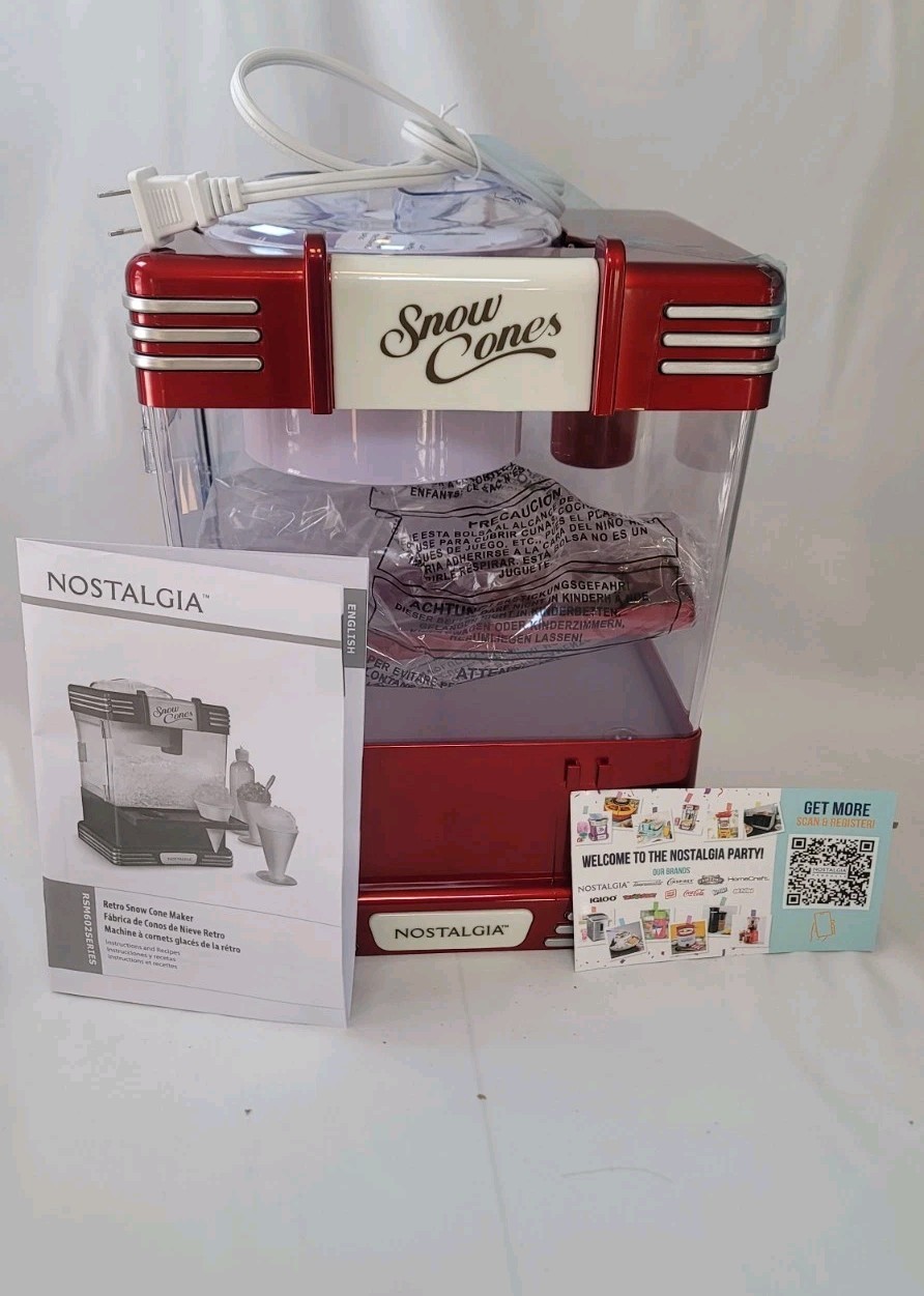Nostalgia Snow Cone Maker Red (Cones/Scooper – Not Included)