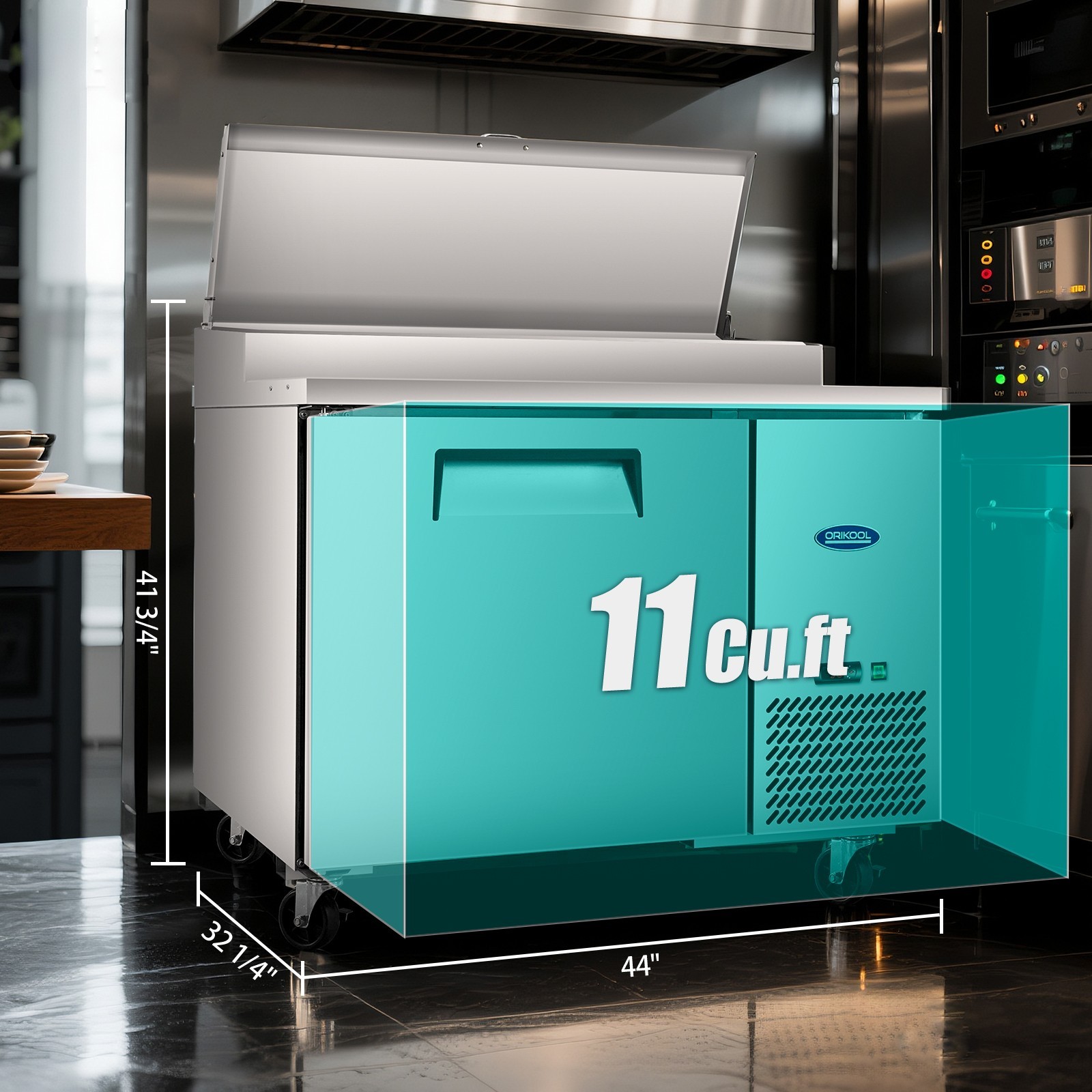 44″Commercial Pizza-Sandwich Prep Table Fridge-All-in-One Prep&Chill Solution