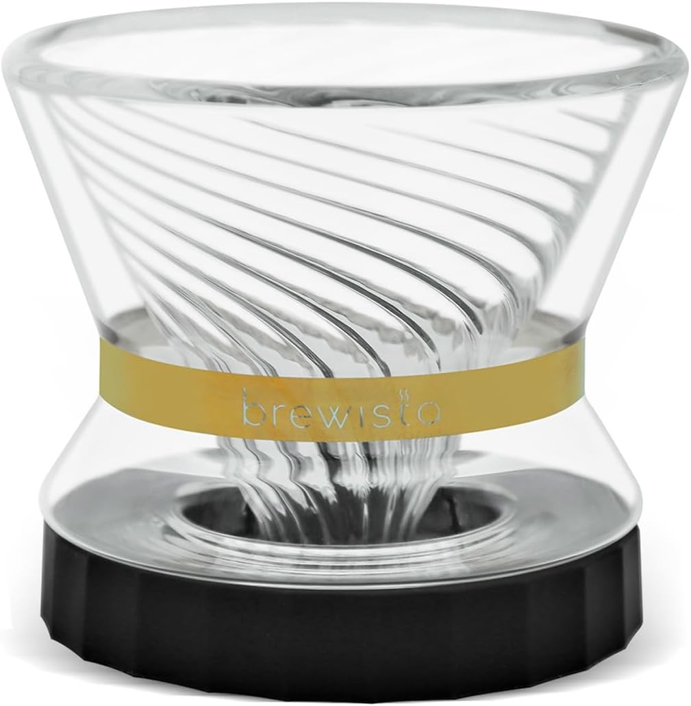 Tornado Duo Pour Over Coffee Dripper, Insulated Double Wall Glass, Easy-To-Clean