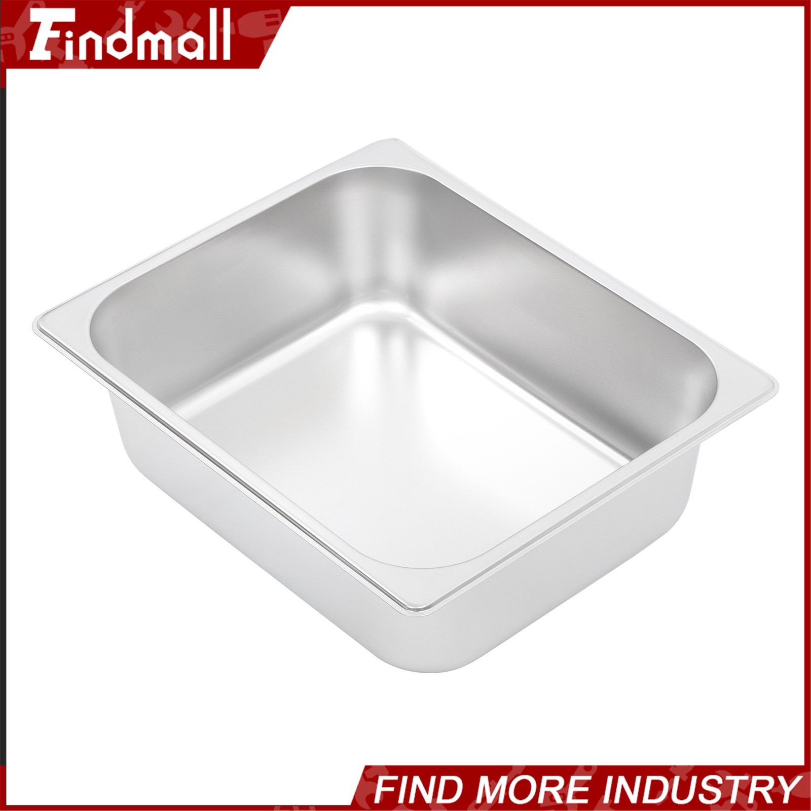 Findmall 1/2-Size Stainless Steel Steam Table Pans Hotel Food Pan 4″ Deep