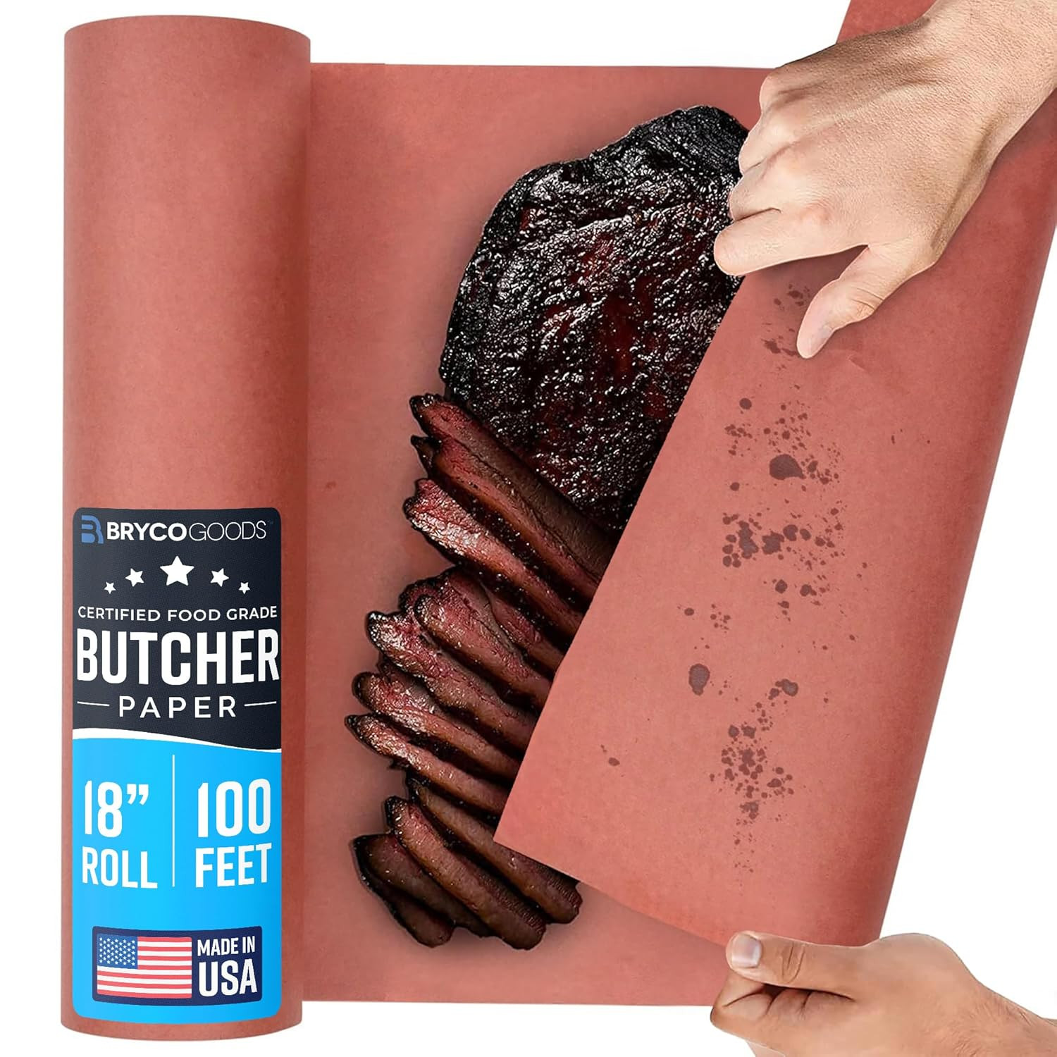 Pink Butcher Paper Roll – 24 Inch by 175 Feet – Made in USA – Food-Grade Peach B