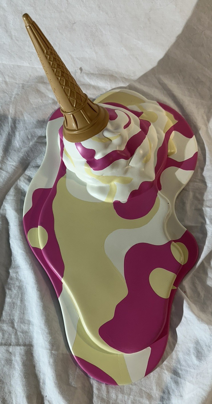 14″ Swirled Ice Cream Cone Resin Statue – Realistic Melting Fake Food Decor Prop