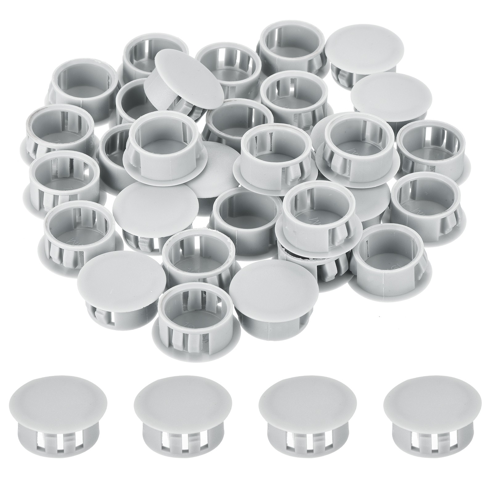 32Pcs 19mm Light Gray Nylon Plastic Round Locking Hole Plugs Insert End Cap
