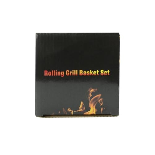 Ivtivfu Rolling Grill Basket Removable Wooden Handle 304 Stainless Steel