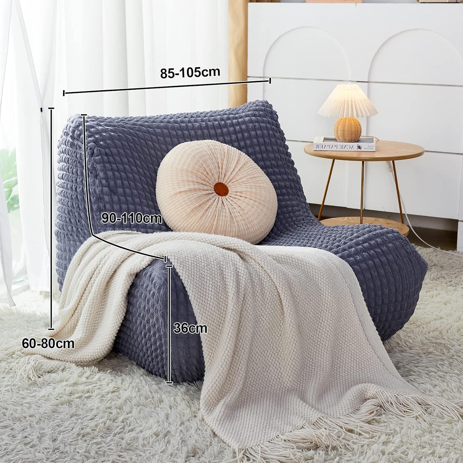 Fireside Chair Cover,Stretch Armless Lounge Chaise Slipcover Lazy Floor Sofa