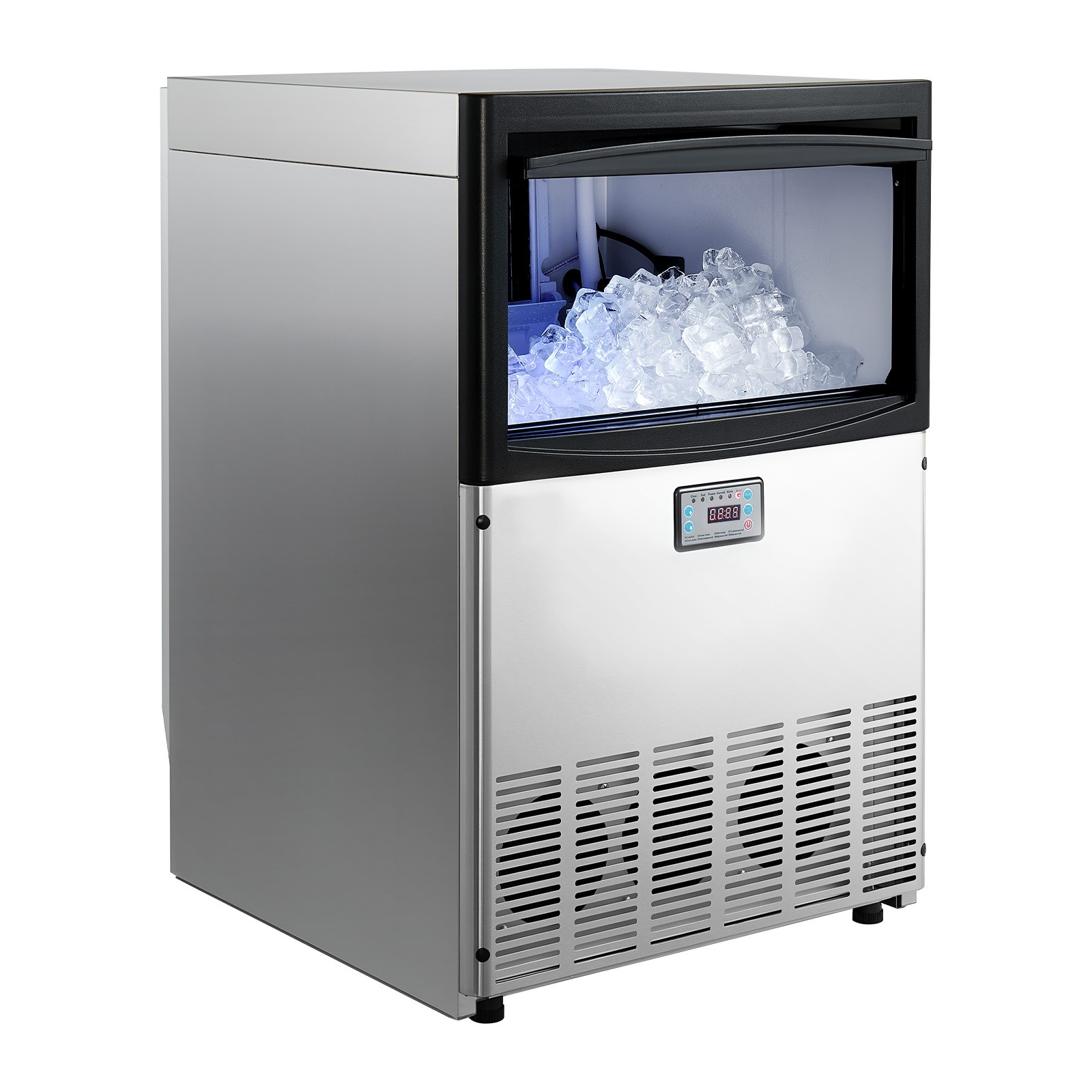 Uimoso 200lbs Commercial Ice Maker Stainless Steel Built-in Ice Cube Machine