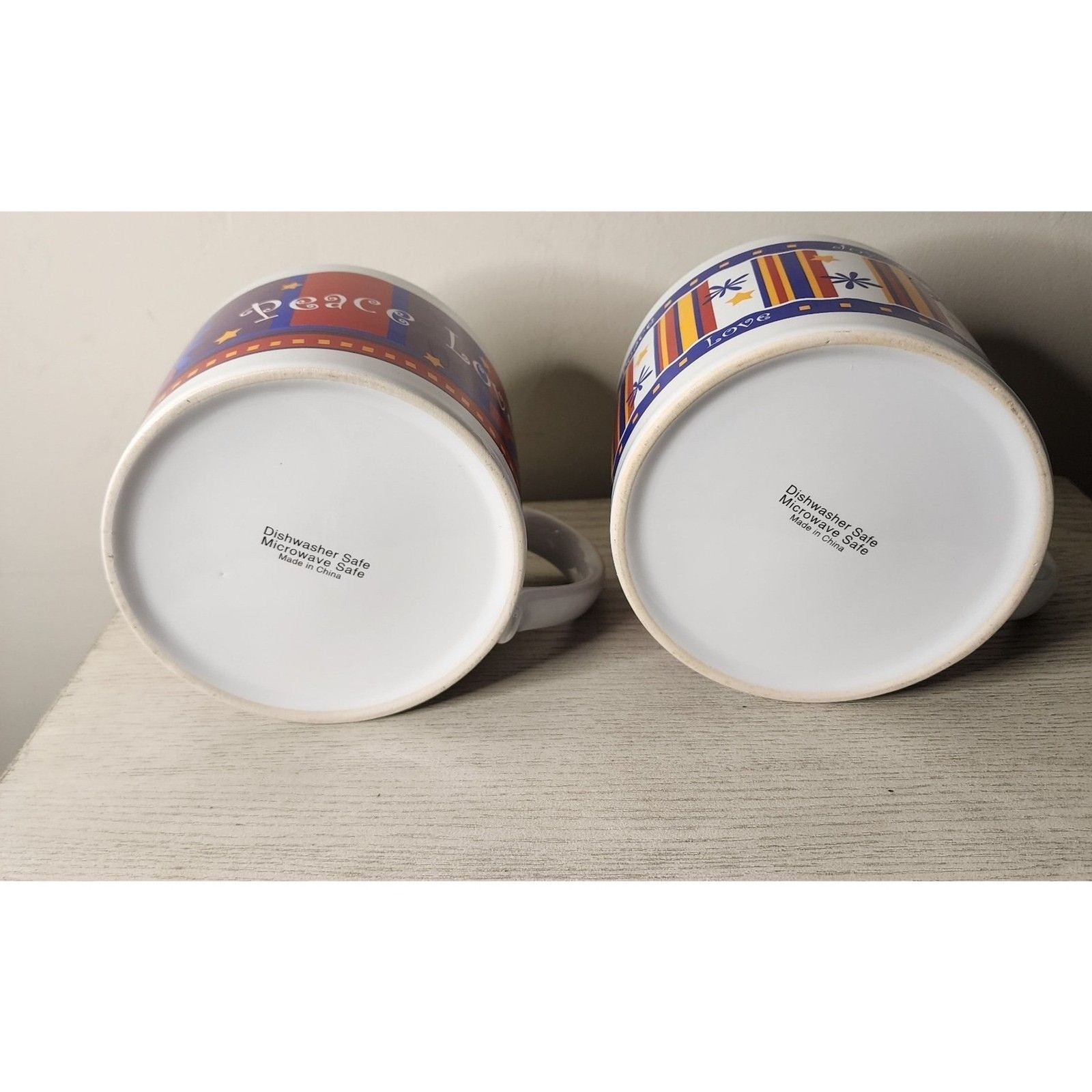 Extra Large 30oz Peace Love Mugs Cups Unbranded Set Of 2
