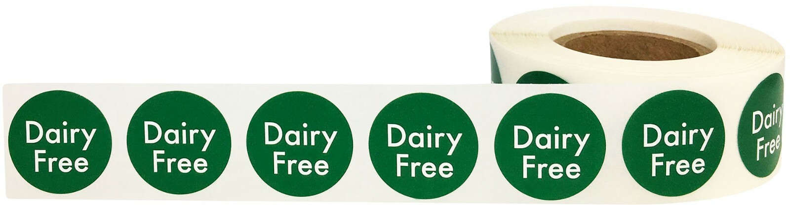 Small Green Dairy Free Label | 0.75″ Inch Round | 500 Per Roll
