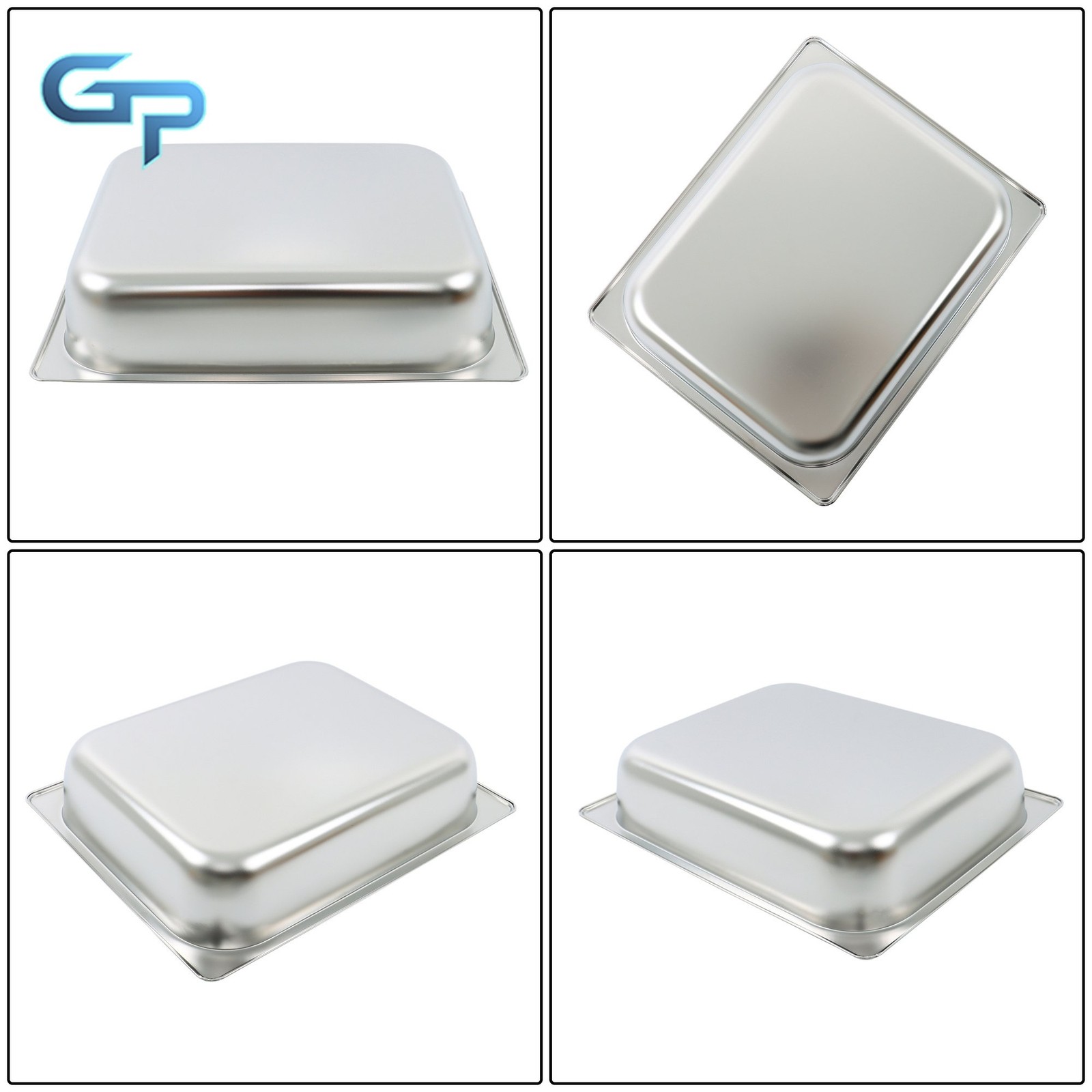 Set of 4 Half-Size Stainless Steel Steam Pans, 2.5″ Deep for Buffet & Catering