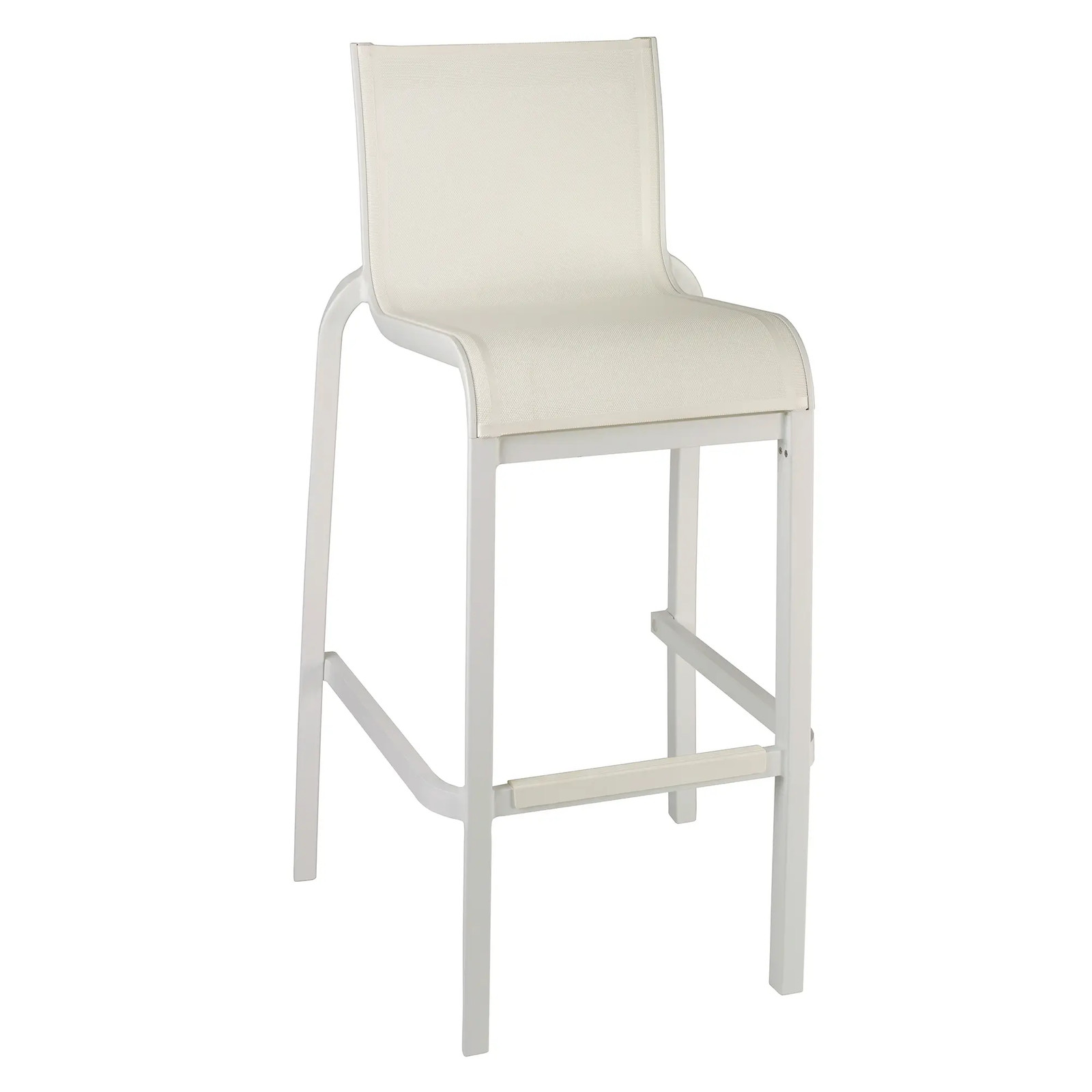 Grosfillex US300096 Sunset Armless White Outdoor Stacking Barstool – 8 Per Set