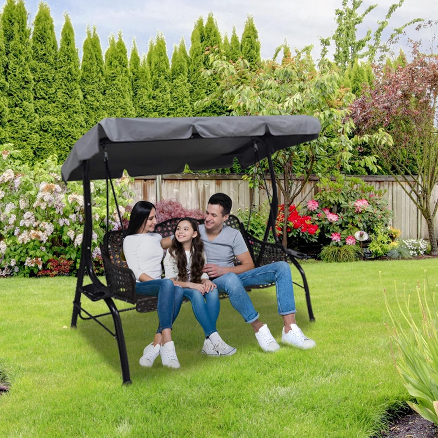 Outdoor Patio Swing Chair Canopy Replacement, 3 Seater Porch Swing Seat Canopy