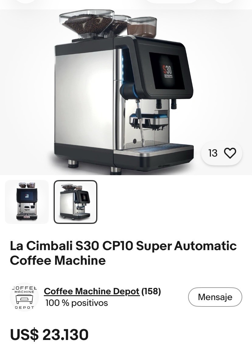 LaCimbali S30 CP10 Super Automatic Espresso Machine Silver Black Grinder