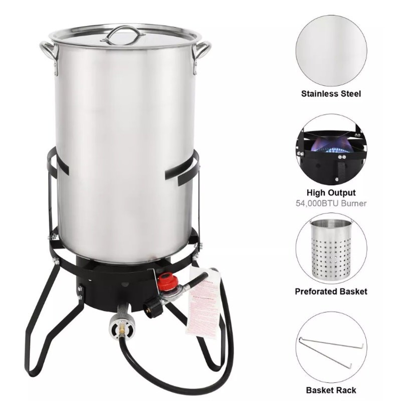 Karl Home 50QT Single Burner High Pressure Propane Turkey Fryer, 54,000 BTU