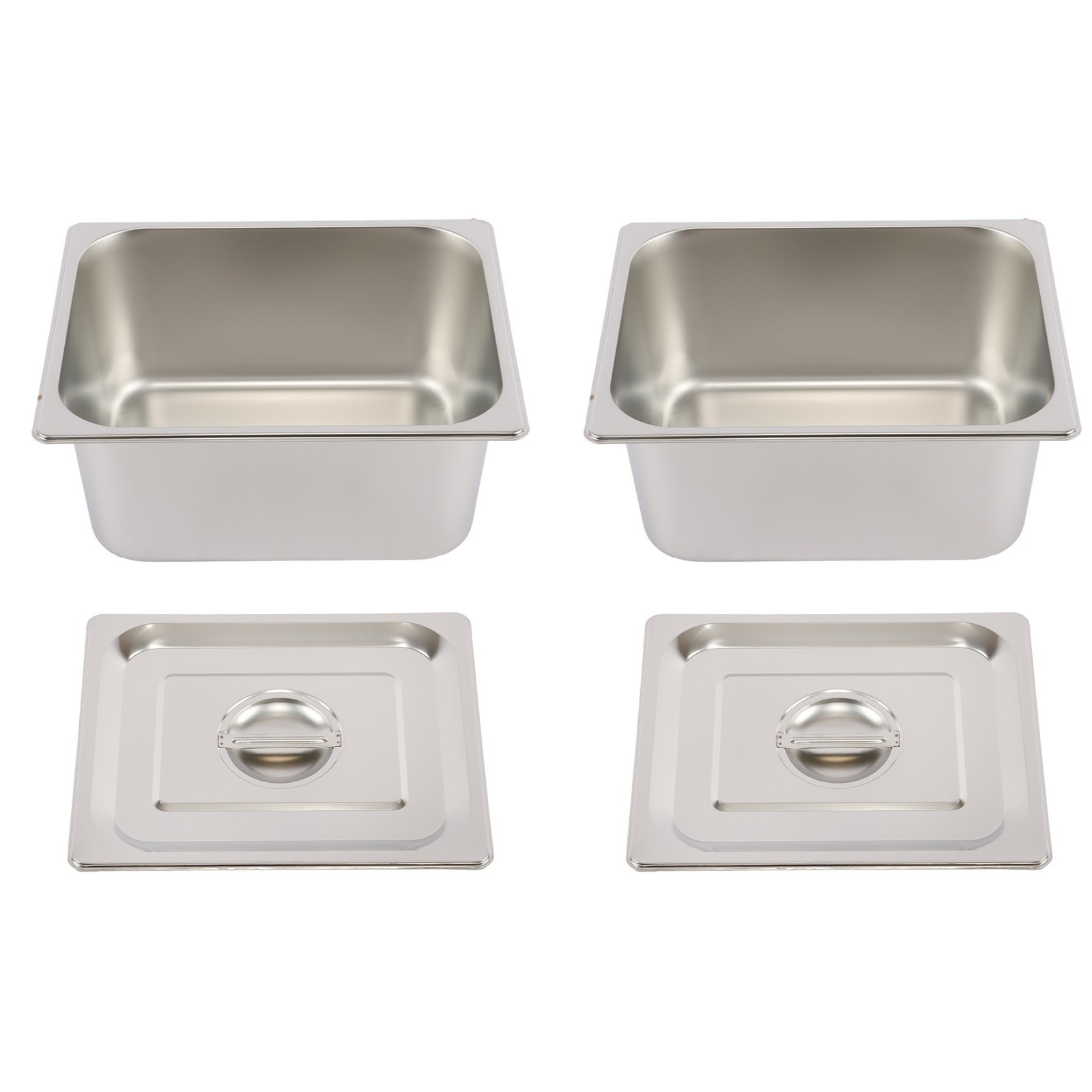 Commercial 2-Pack 6″ Deep 1/2 Size Hotel Pans & Lids for Buffet Catering
