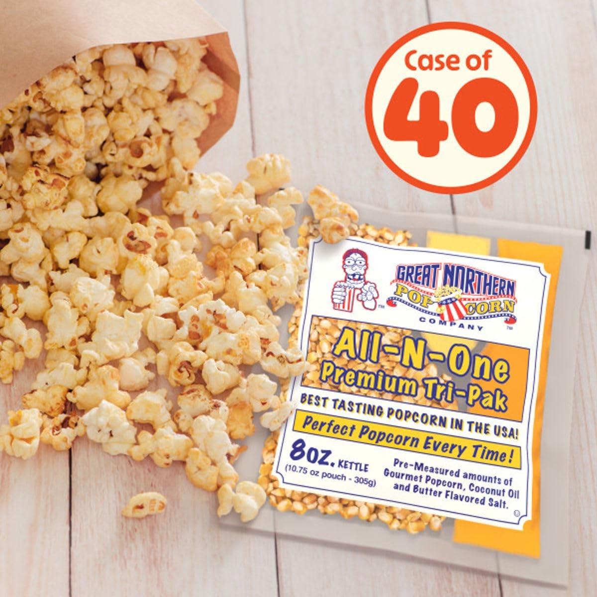 40-Count Popcorn Packs – Pre-Measured 8-Ounce Kernel, Salt, Oil for Poppers