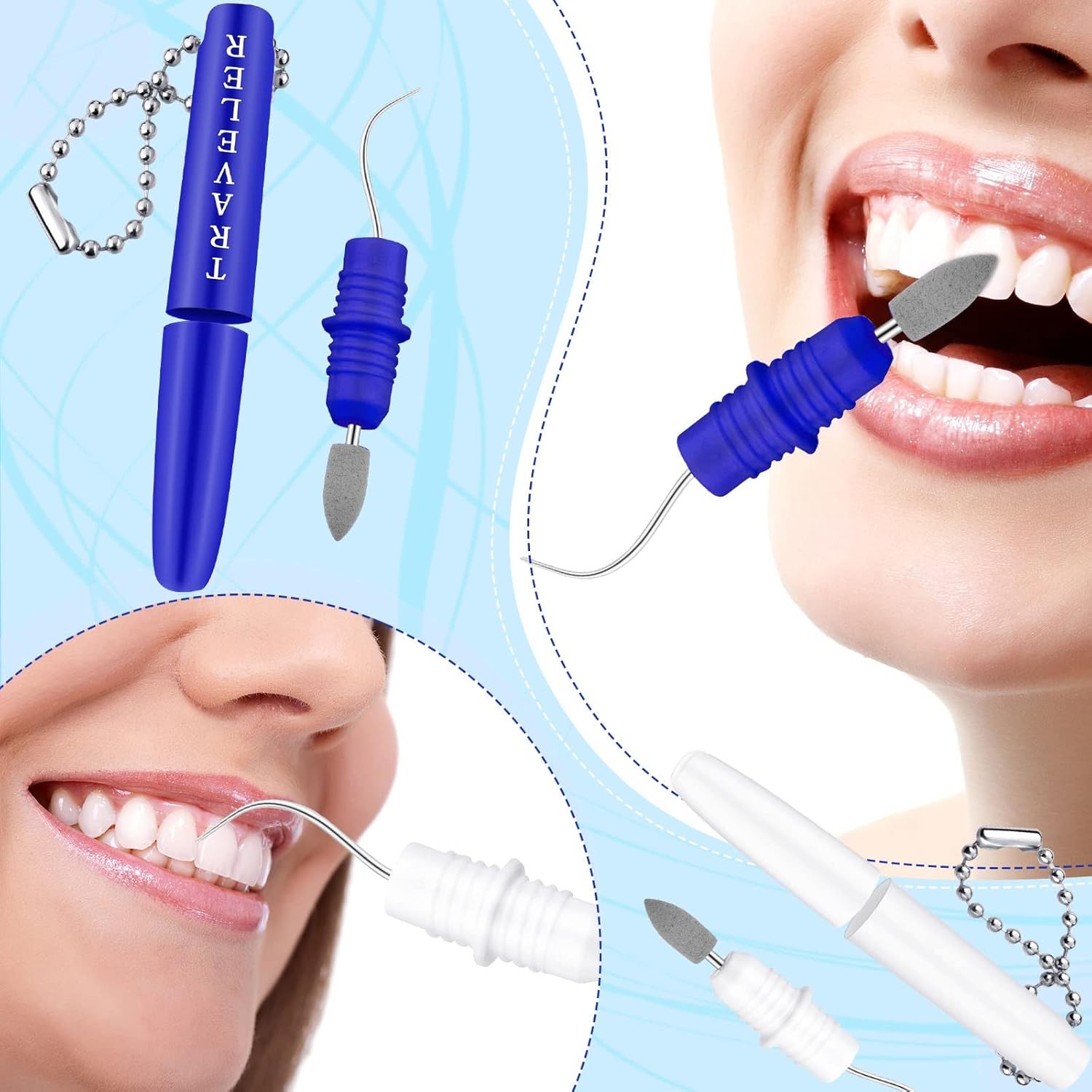 4 Pieces Travel Dental Tooth Picks Mini Metal Toothpick Holder Reusable Portable