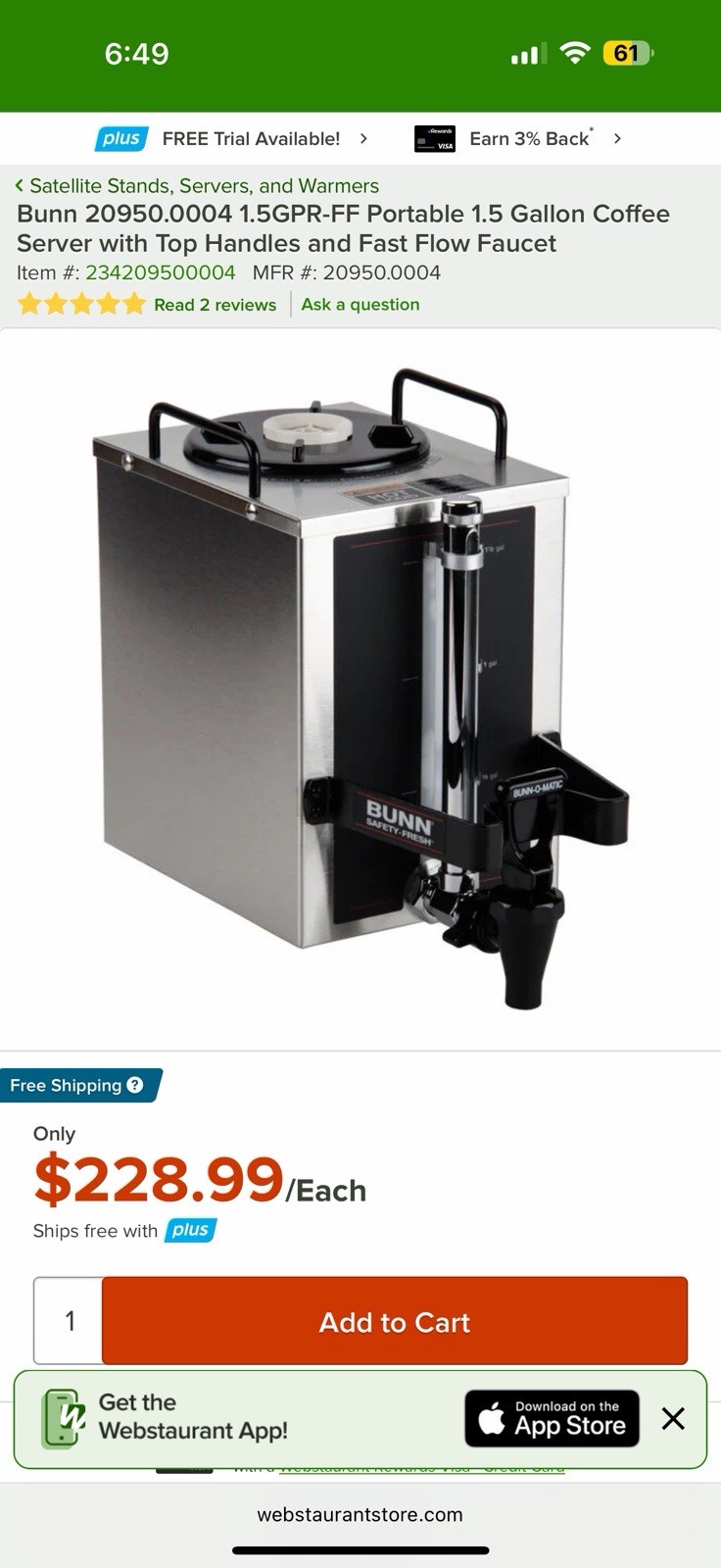 Bunn 35900.0010 BrewWISE GPR DBC 18.9 Gallon Dual Coffee Brewer – 120/208-240V,