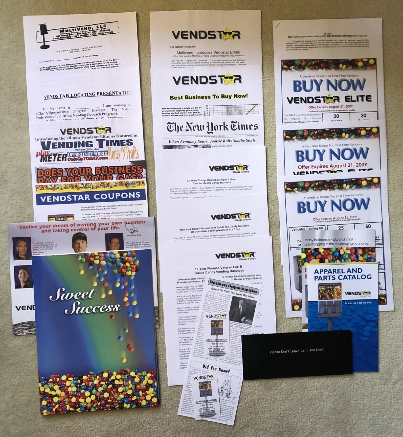 Vendstar 3000 Vending Machines Promotional & Informational Materials! Bulk candy