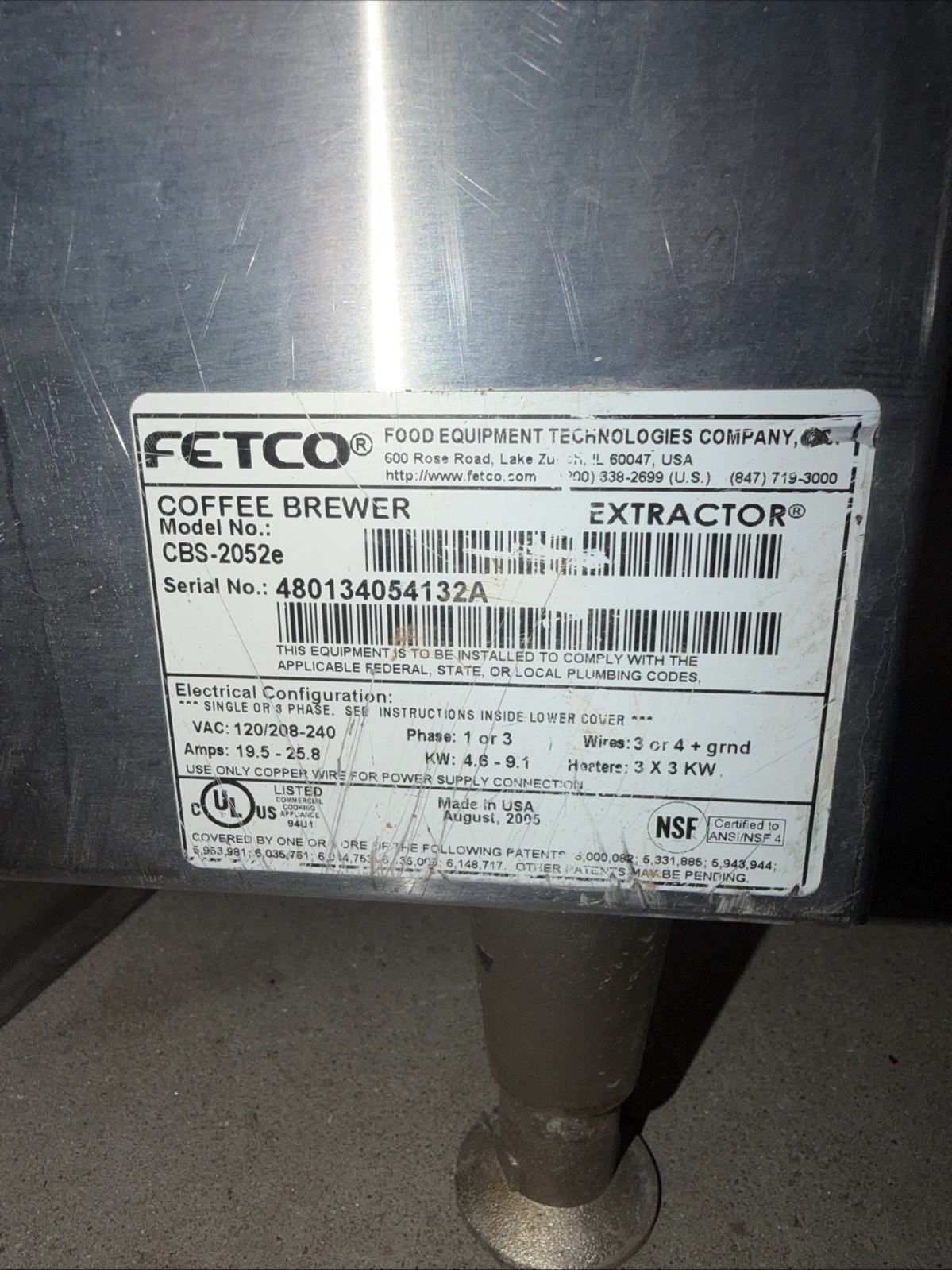 COFFEE BREWER FETCO MODEL CBS-2052e Extractor