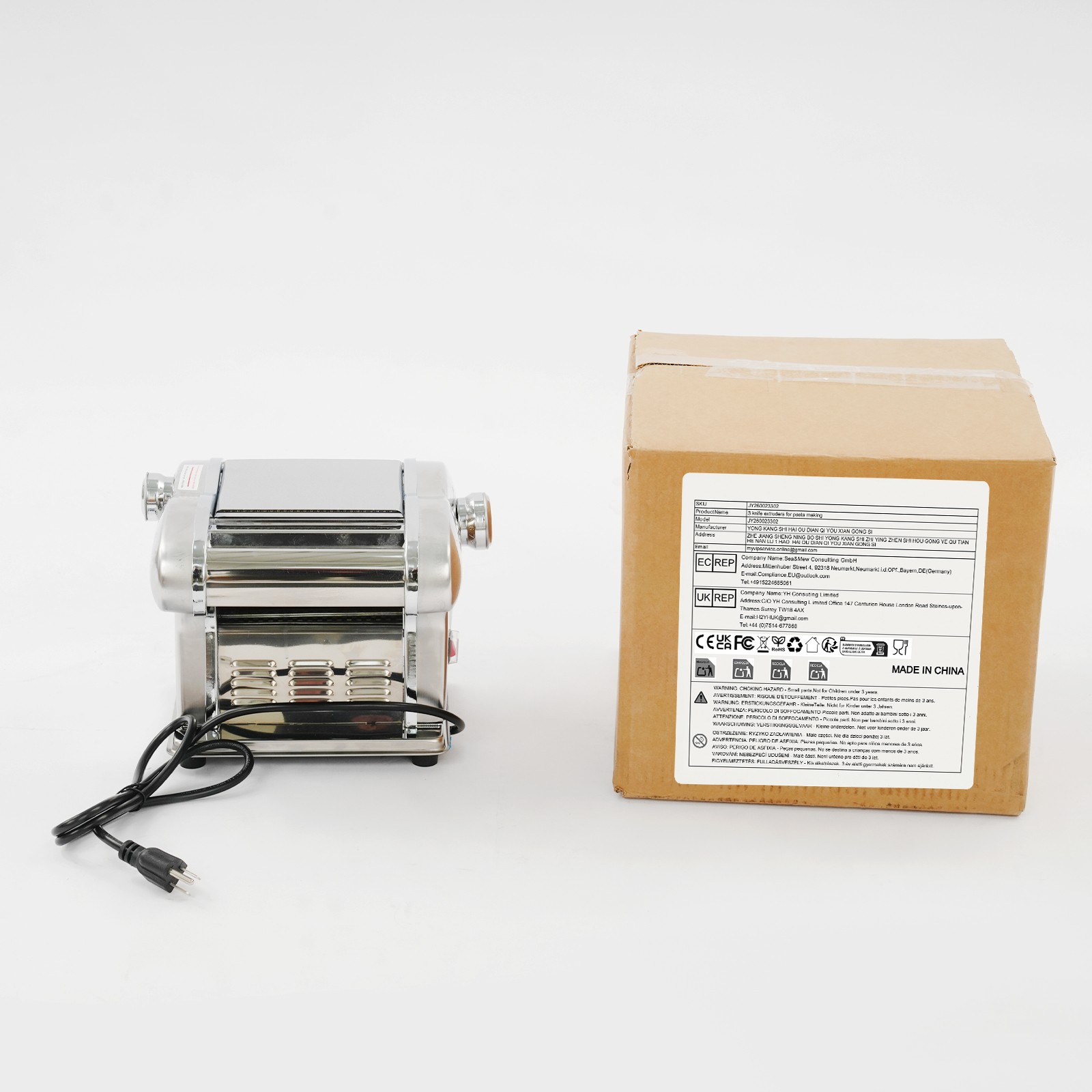 Electric Pasta Machine Stainless Steel Pasta Maker Pasta Machine With 3 Blades