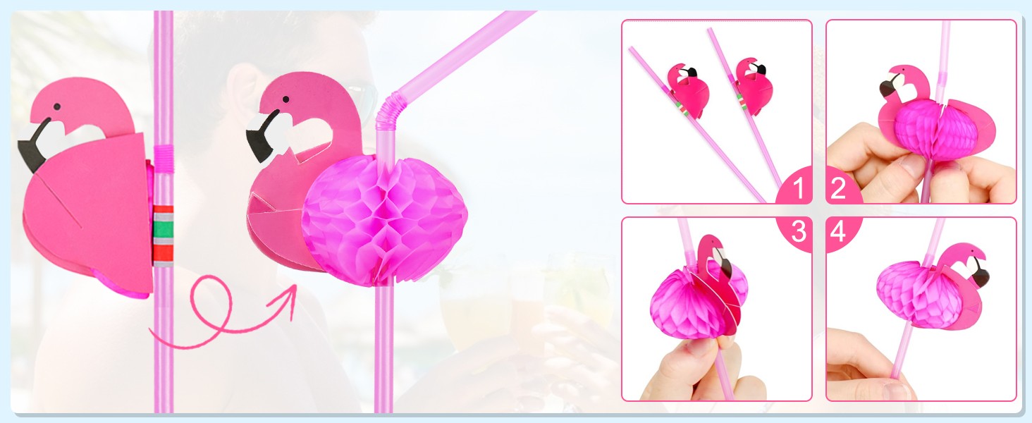 50 Pcs Flamingo Straws Flamingo Drinking Straws Bachelorette Straw Bendable