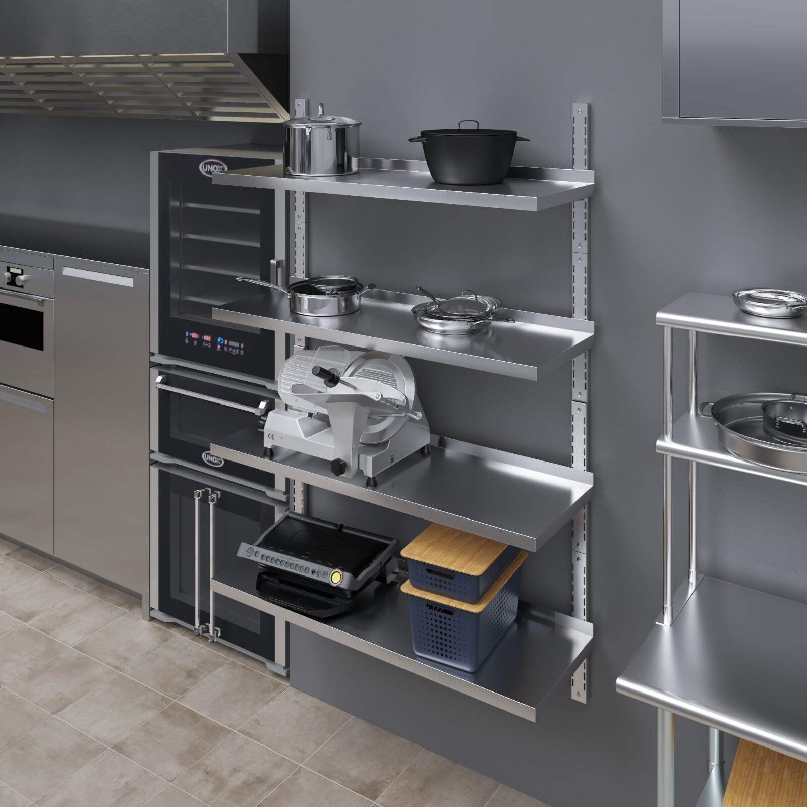 AmGood 16 in. x 48 in. Four-Tier Metal Wall Mount Shelf