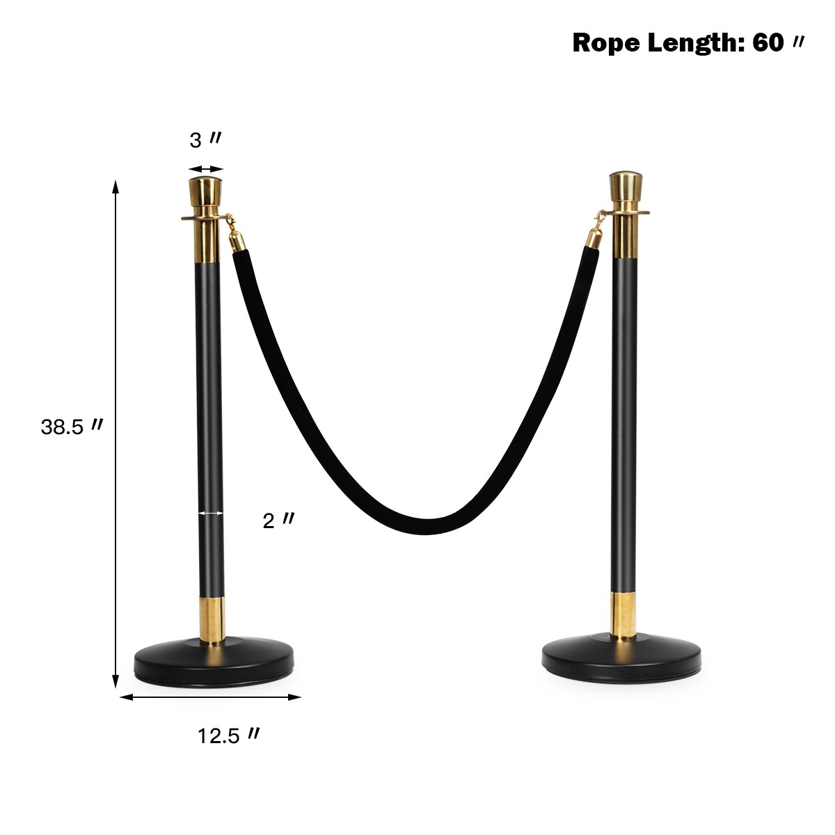 6Pcs Stanchion Posts Queue Pole Retractable 3 Velvet Ropes Crowd Control Barrier