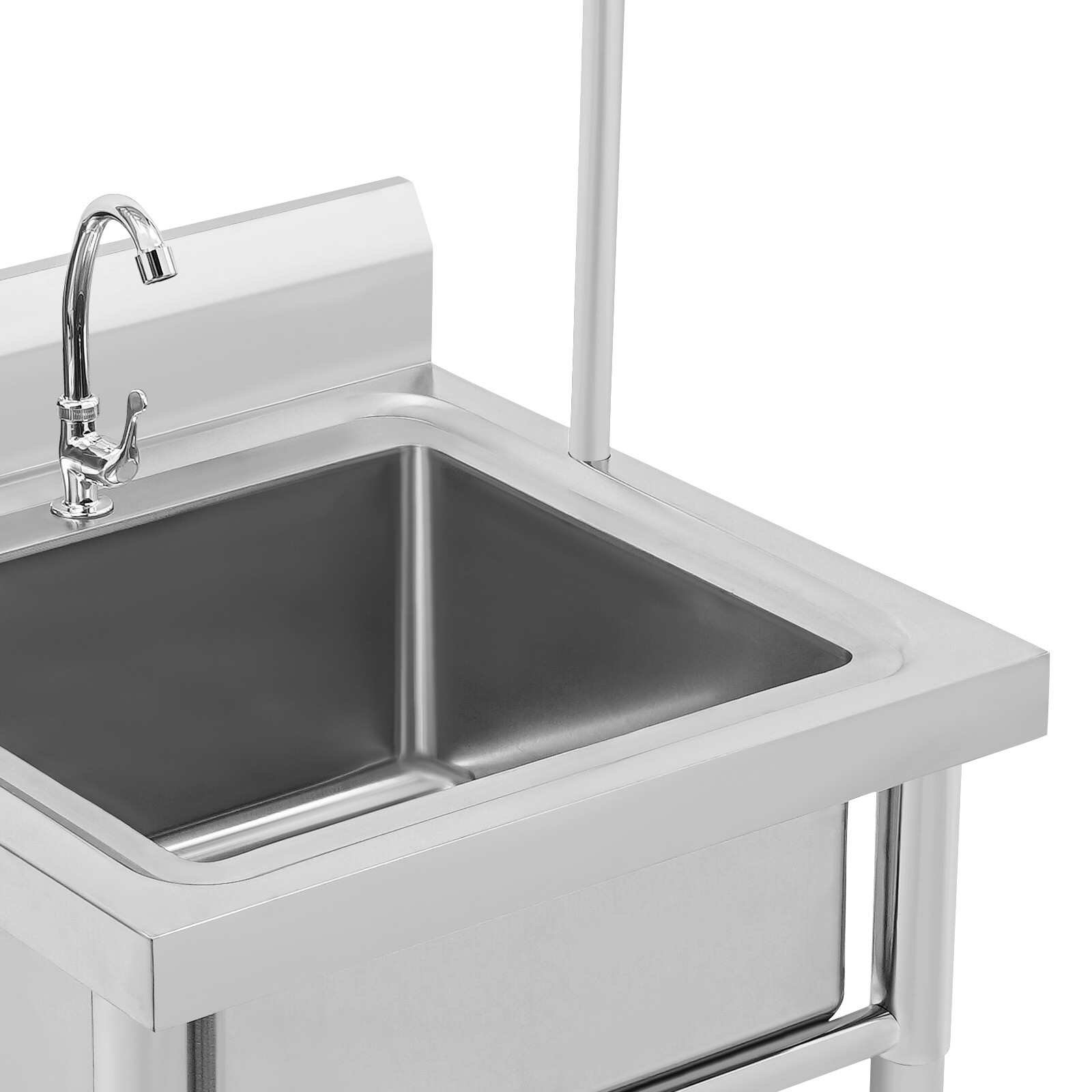 Commercial Mop Sink Stainless Steel Floor Mop Sink with Hanging Rod and Hook