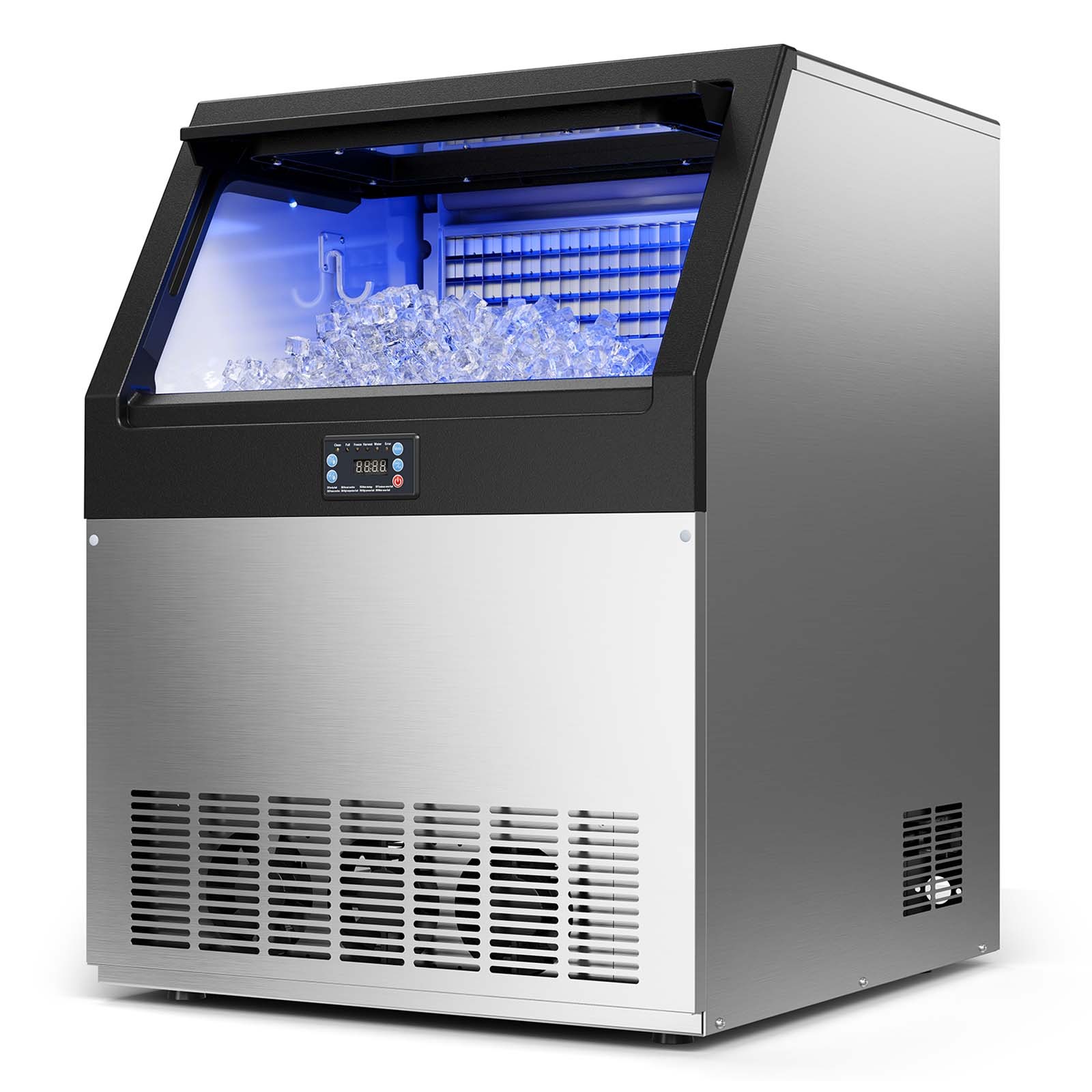 Uimoso 265lb/24h Commercial Ice Maker Freestanding Ice Cube Machine 85lb Storage