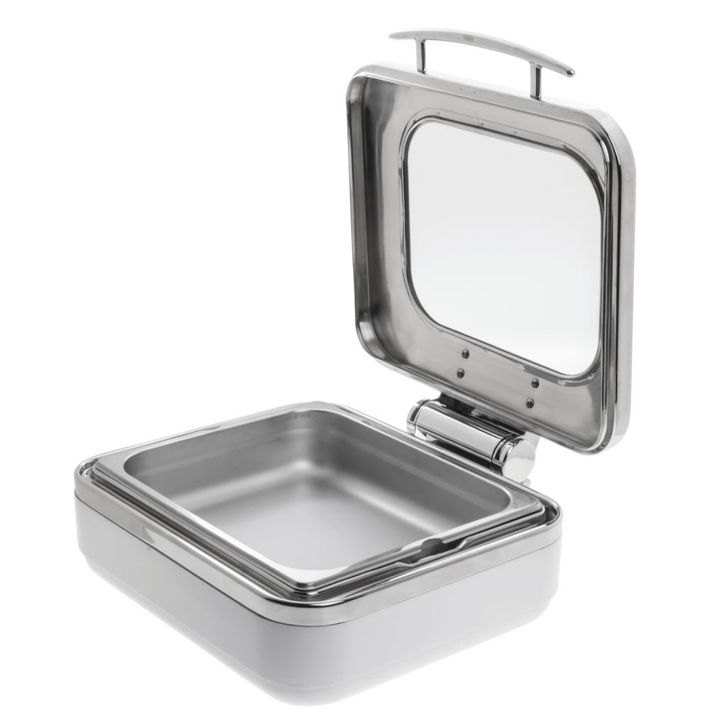 HUBERT® Induction Chafer Half Size Stainless Steel and White – 15″L x 16″W x 6