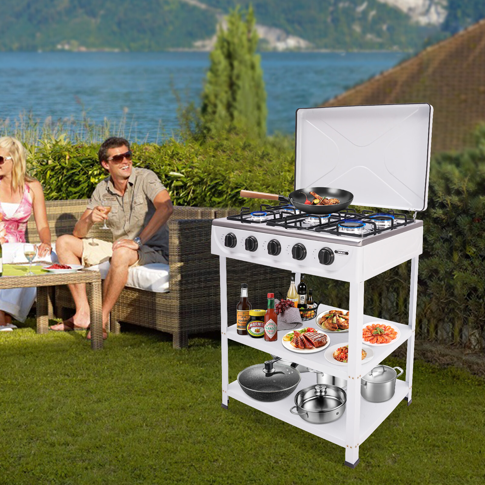5 Burners Portable Natural Gas Stove Propane Burner For Rv Outdoor Cooking