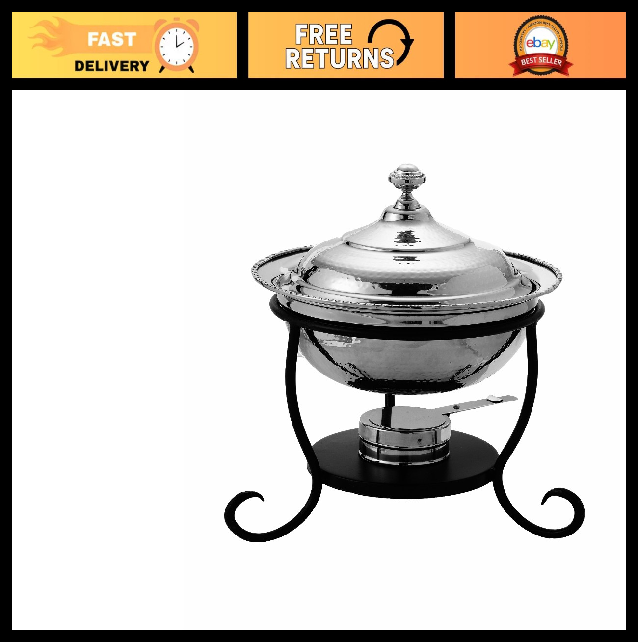 12″ x 15″ Round Stainless Steel Chafing Dish – Buffet Server, Food Warmer, Cater