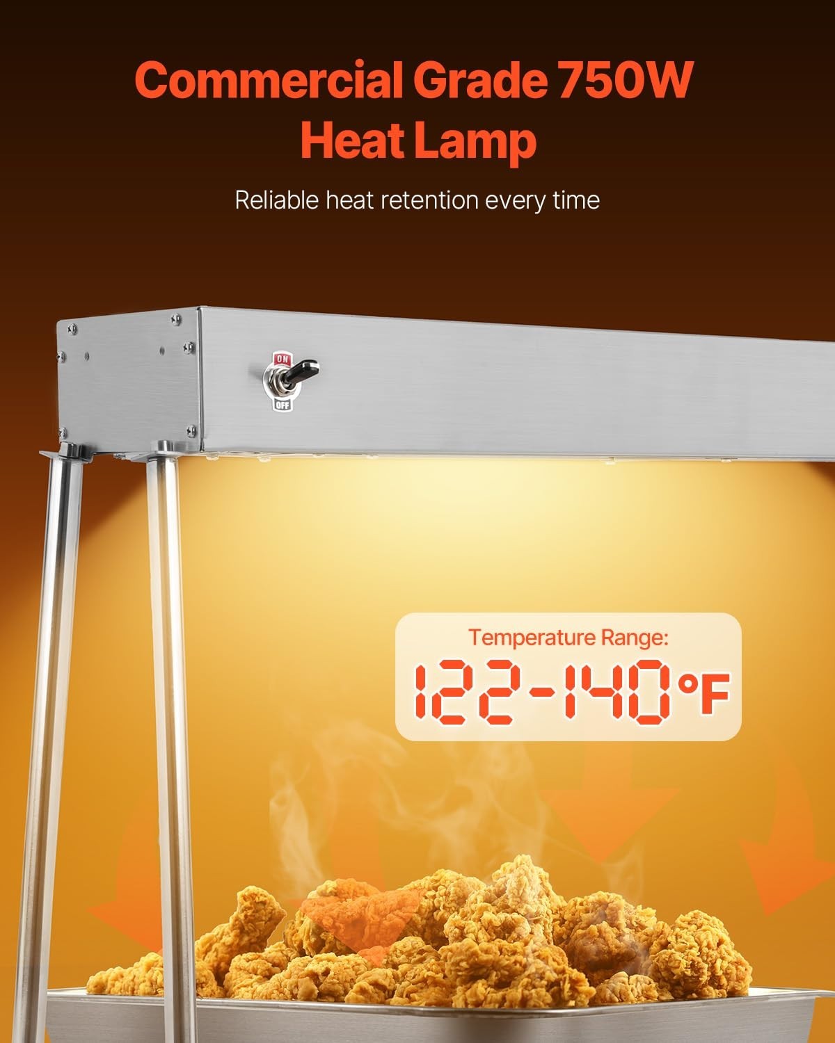 Commercial Food Heat Lamp 750W Electric Food Warmer for Restaurant & Buffet