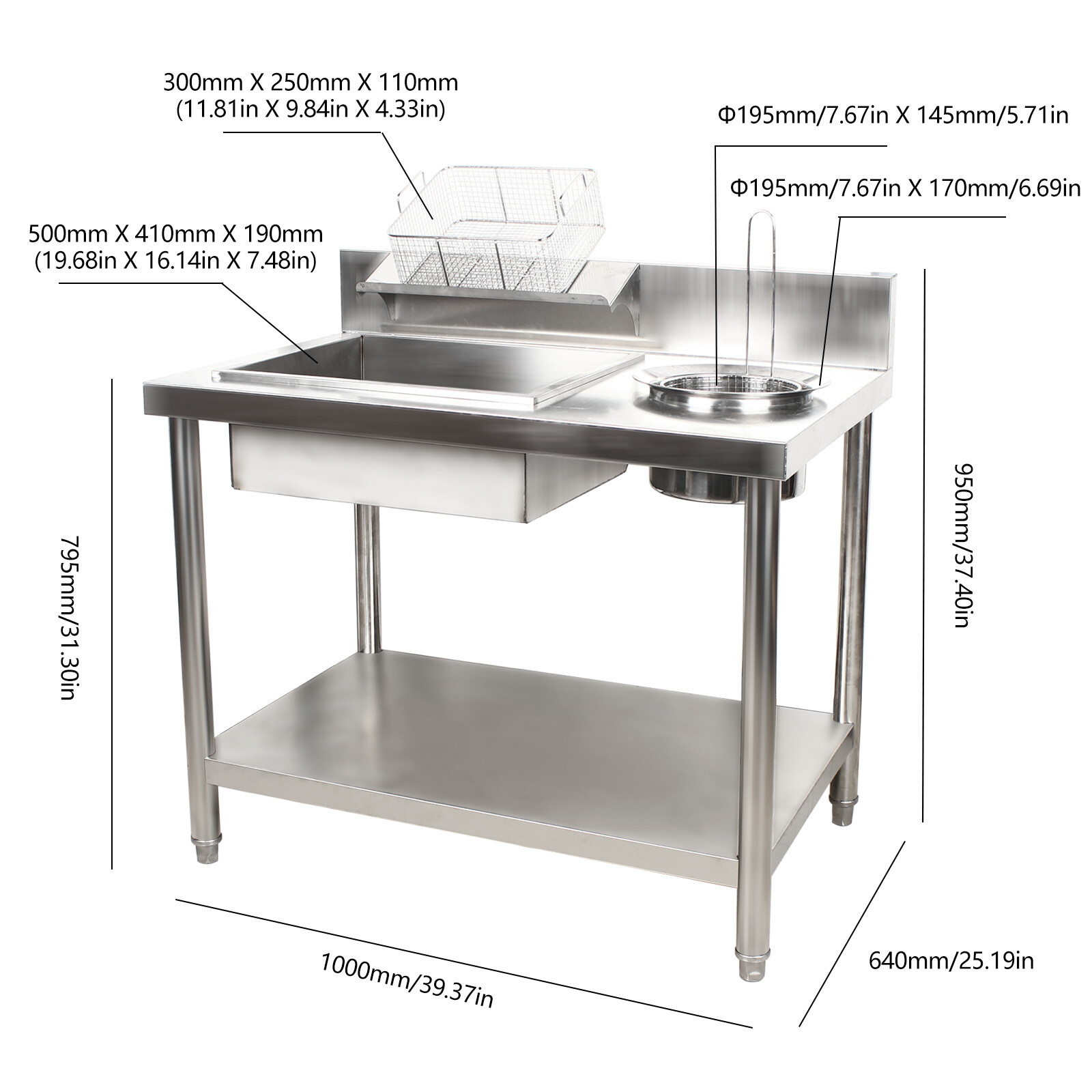 Commercial Breading Table Fried Chicken Station Prepare Workdesk Stainless Steel