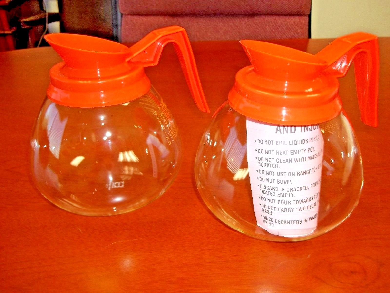 2 Pk – 12 Cup Commercial Coffee Pots/Carafes/Decanters for BUNN – Decaf (Orange)