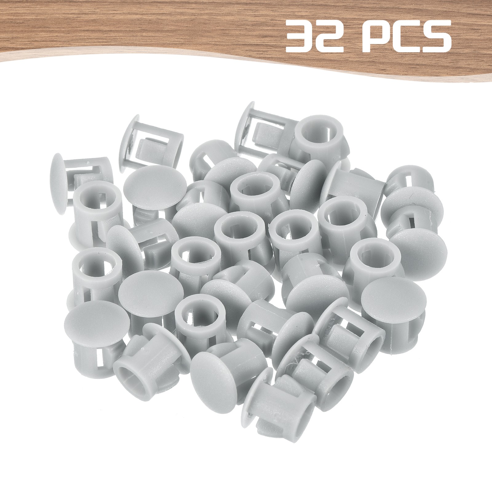 32Pcs 7mm Light Gray Nylon Plastic Round Locking Hole Plugs Insert End Cap