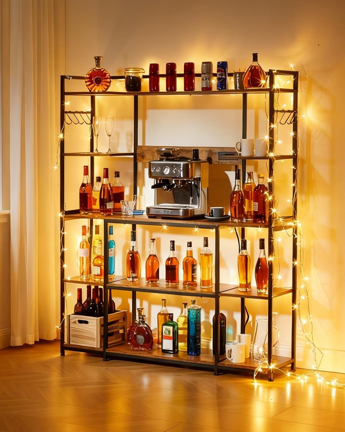 Takywep 4 Tier Baker’s Rack with Power Outlet, Industrial Kitchen Storage She…