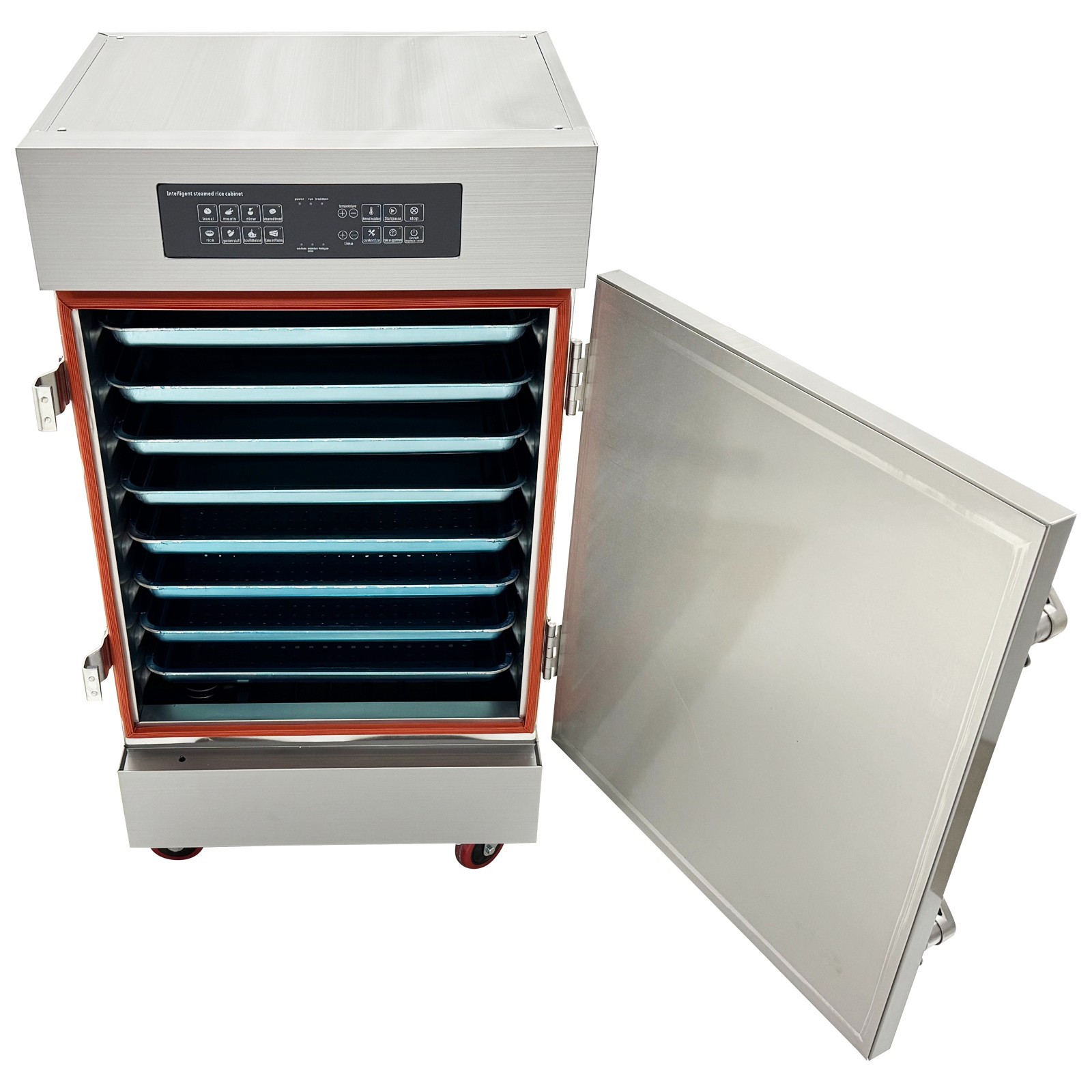 220V 3PH Intelligent Electric Steaming Cabinet 8 Trays Rice Steaming Box 9KW